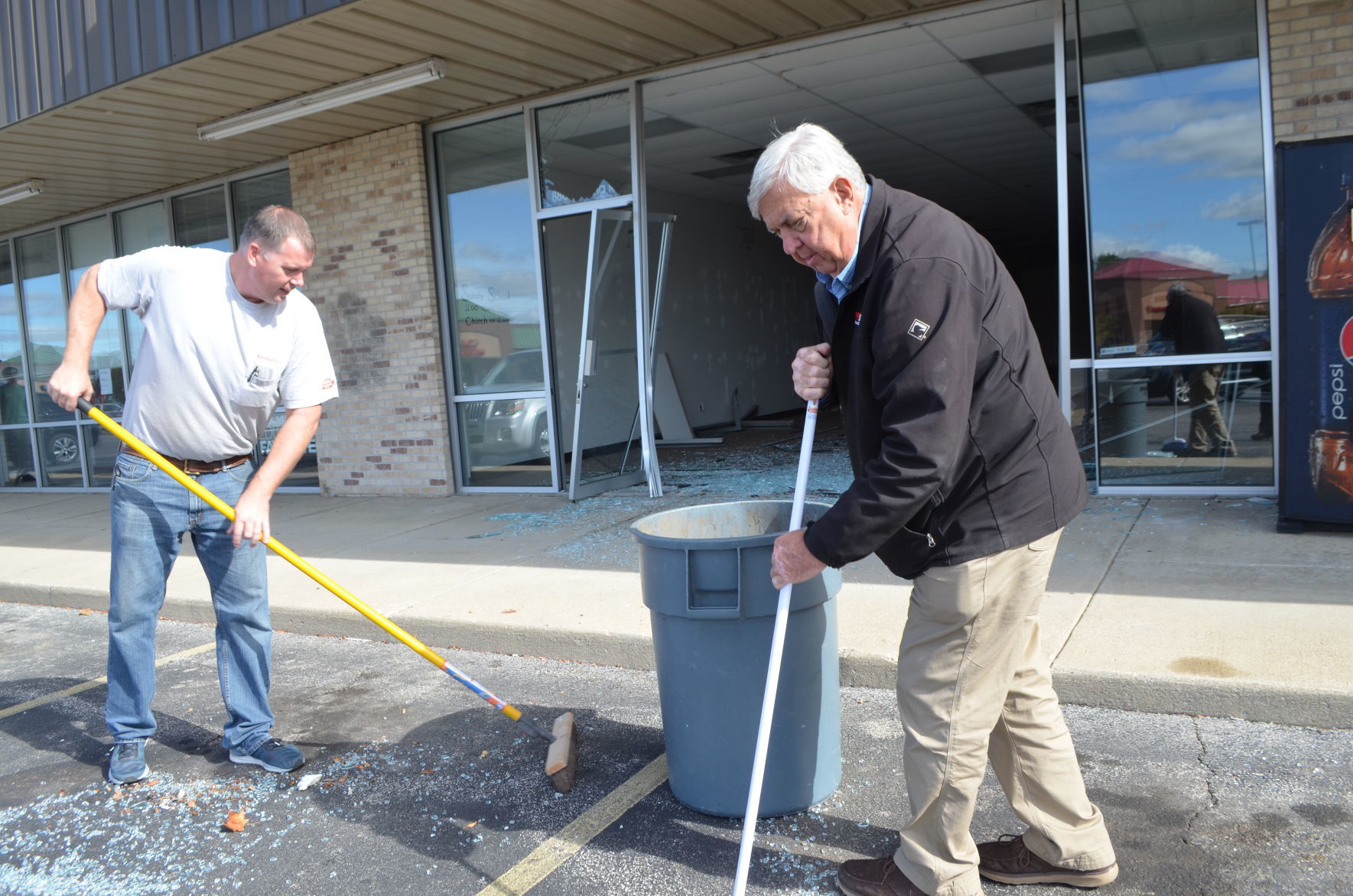 Pickup smashes storefront